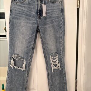 VERVET BY FLYING MONKEY Light Blue Distressed Ankle Jeans